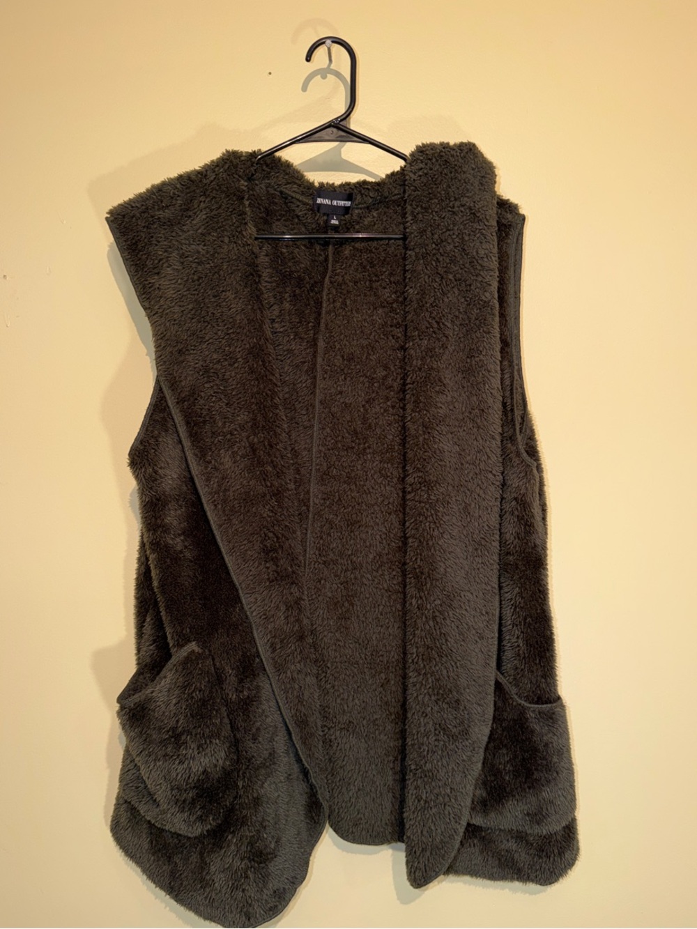 Zenana Outfitters Plush Hooded Vest in Green